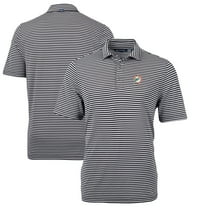 Men's Cutter & Buck Black Miami Dolphins Throwback Logo Virtue Eco Pique Stripe Recycled Polo