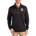 thumbnail image 1 of Men's-Cutter & Buck  Black Michigan State Spartans DryTec Traverse Stretch Eco Tri-Blend Quarter-Zip Pullover, 1 of 2