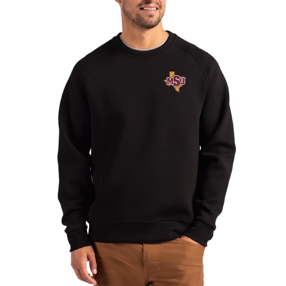 Men's Cutter & Buck Black Midwestern State Mustangs Roam Recycled Pullover