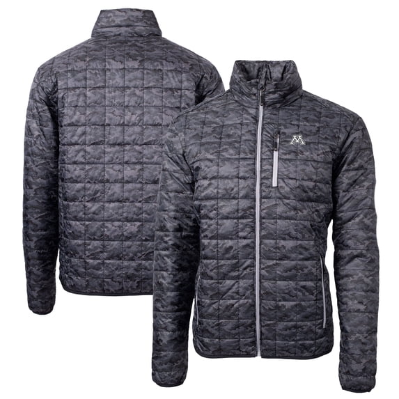 Men's Cutter & Buck Black Minnesota Golden Gophers Rainier Primaloft Eco Full-Zip Hooded Jacket