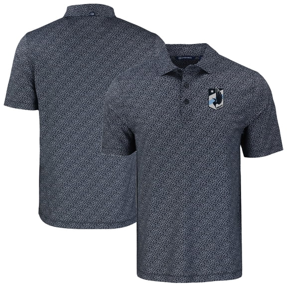 Men's Cutter & Buck Black Minnesota United FC Pike Eco Pebble Print Stretch Recycled Polo