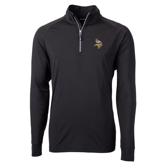 Men's Cutter & Buck Black Minnesota Vikings Big & Tall Adapt Eco Knit Quarter-Zip Pullover Jacket