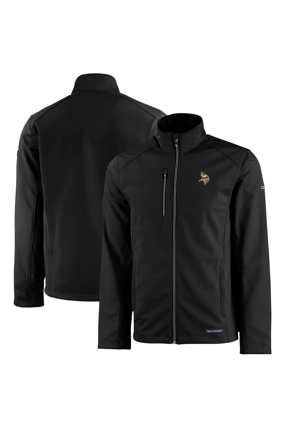 Men's Cutter & Buck Black Minnesota Vikings Evoke Eco Softshell Recycled Full-Zip Jacket