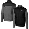 thumbnail image 1 of Men's Cutter & Buck  Black Minnesota Vikings Helmet Stealth Hybrid Quilted Full-Zip Windbreaker Jacket, 1 of 3