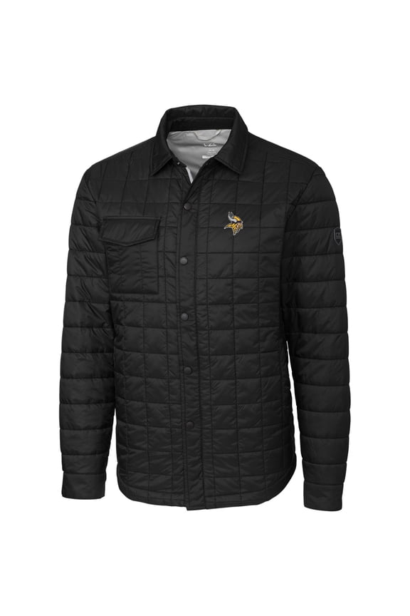 Men's Cutter & Buck Black Minnesota Vikings Rainier Shirt Jacket
