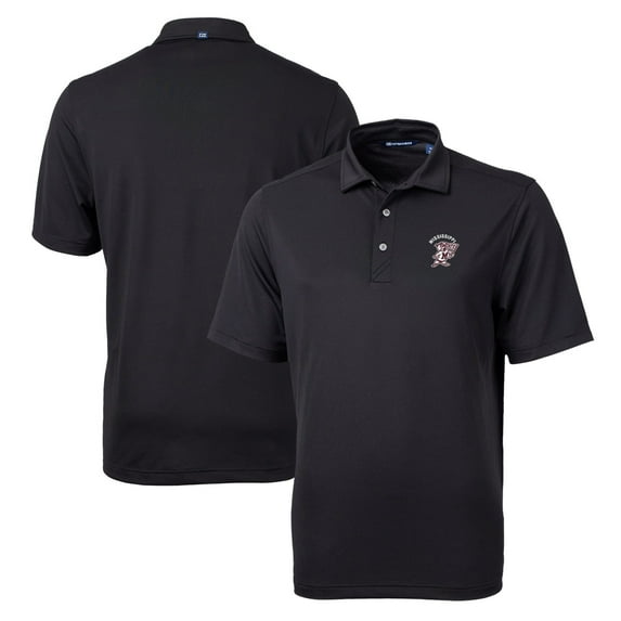 Men's Cutter & Buck Black Mississippi State Bulldogs Team Big & Tall Virtue Eco Pique Recycled Polo