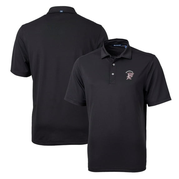 Men's Cutter & Buck Black Mississippi State Bulldogs Team Logo Virtue Eco Pique Recycled Polo