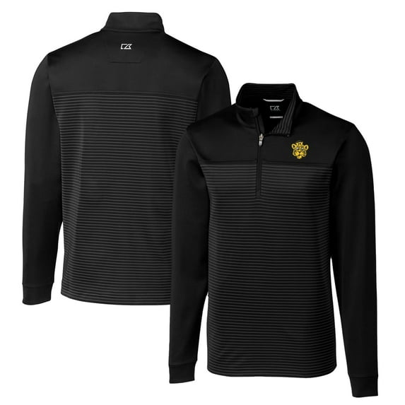 Men's Cutter & Buck Black Missouri Tigers Big & Tall Traverse Stripe Stretch Quarter-Zip Pullover Top