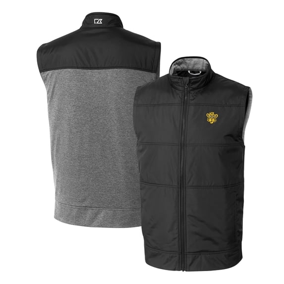 Men's Cutter & Buck Black Missouri Tigers Vault Stealth Hybrid Quilted Full-Zip Windbreaker Vest