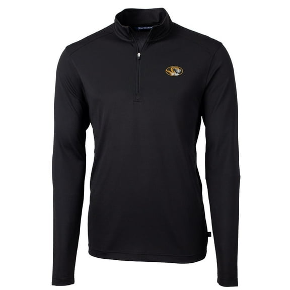 Men's Cutter & Buck Black Missouri Tigers Virtue Eco Pique Recycled Quarter-Zip Jacket