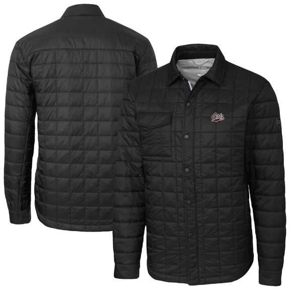 Men's-Cutter & Buck Black Montana Grizzlies Ranier Eco Insulated PrimaLoft Full-Snap Shacket