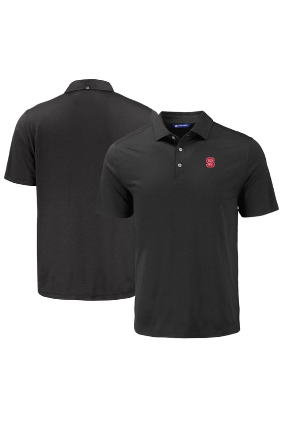 Men's Cutter & Buck Black NC State Wolfpack Coastline Epic Comfort Eco Recycled Polo