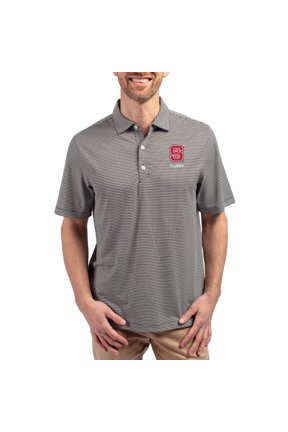 Men's Cutter & Buck Black NC State Wolfpack Forge Eco Double Stripe Stretch Recycled Polo