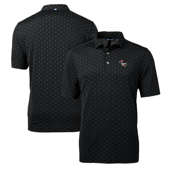 Men's Cutter & Buck Black NC State Wolfpack Team Big & Tall Virtue Eco Pique Tile Print Polo