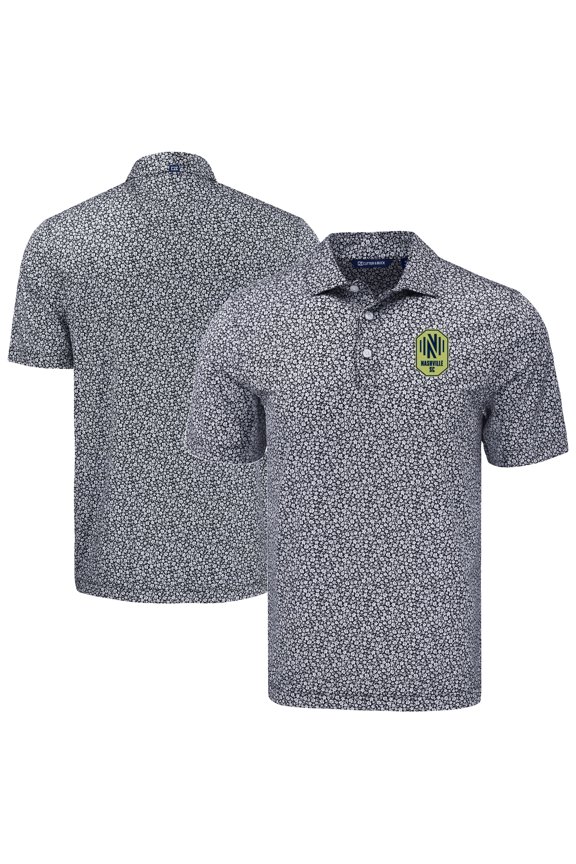 Men's-Cutter & Buck  Black Nashville SC Big & Tall Pike Eco Flora Print Recycled Polo
