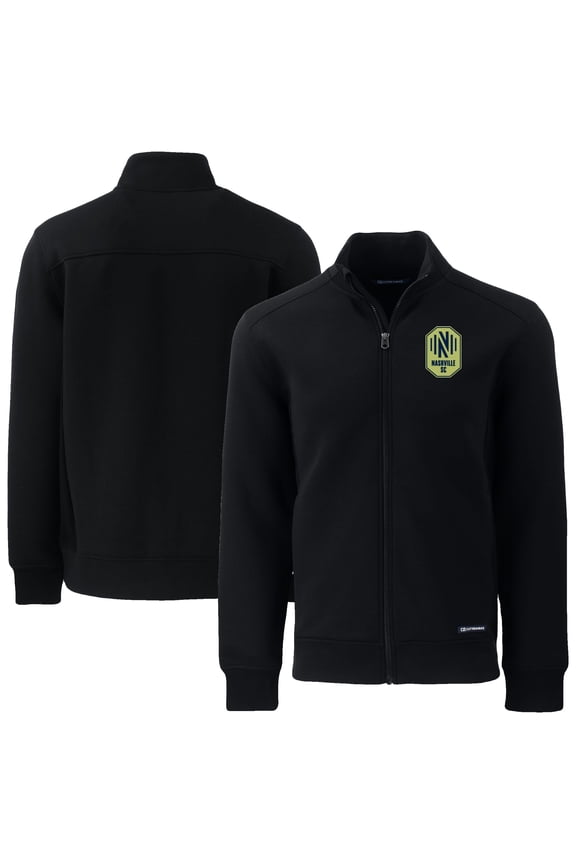 Men's-Cutter & Buck Black Nashville SC Big & Tall Roam Eco Tri-Blend Recycled Full-Zip Jacket