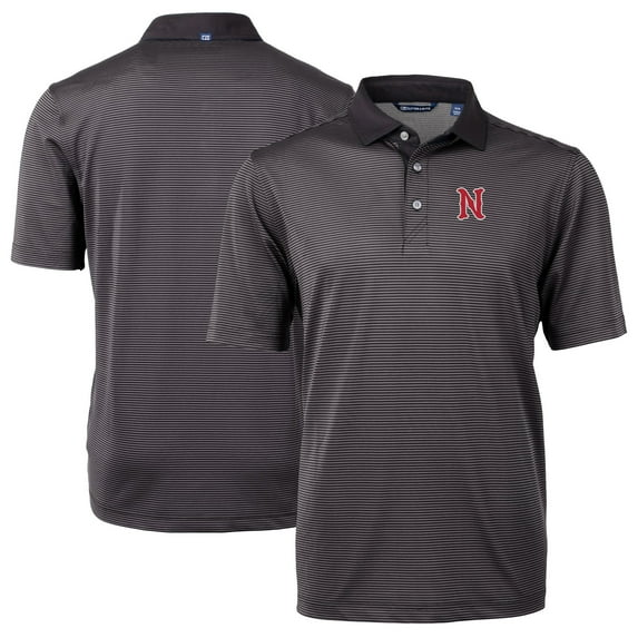 Men's Cutter & Buck Black Nashville Sounds Big & Tall Virtue Eco Pique Micro Stripe Recycled Polo
