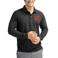 thumbnail image 1 of Men's Cutter & Buck Black Nebraska Huskers Advantage Eco Tri-Blend Pique Long Sleeve Polo, 1 of 2