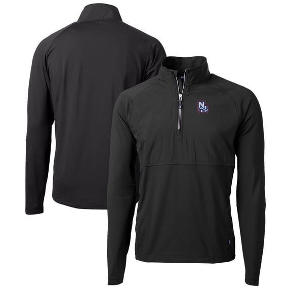 Men's Cutter & Buck Black New Hampshire Fisher Cats Adapt Eco Knit Hybrid Recycled Quarter-Zip Top