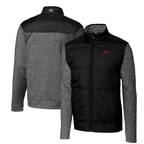 Men's Cutter & Buck Black New Mexico State Aggies Vault Stealth Hybrid Quilted Full-Zip Windbreaker Jacket