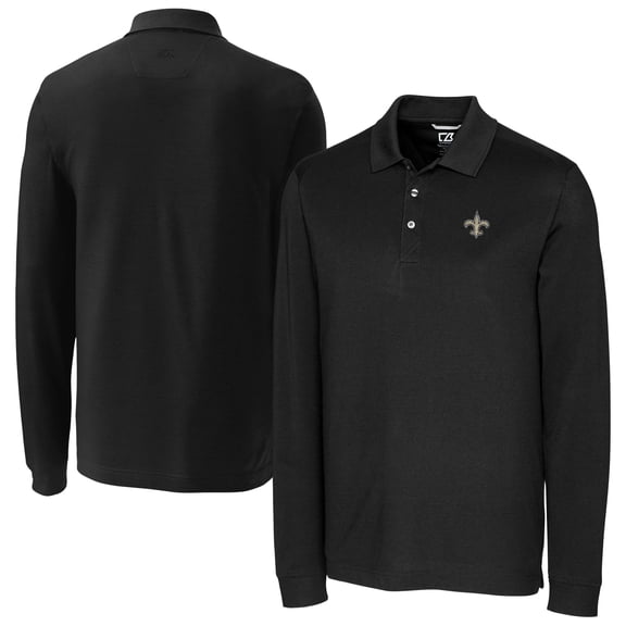 Men's Cutter & Buck Black New Orleans Saints Advantage Eco Pique DryTec Tri-Blend Polo