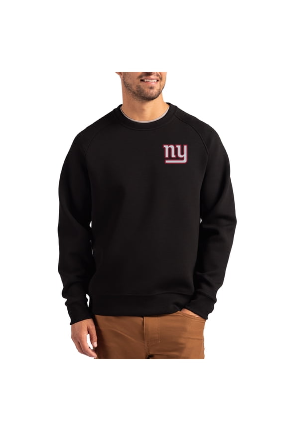 Men's Cutter & Buck Black New York Giants Primary Logo Roam Recycled Raglan Pullover Sweatshirt