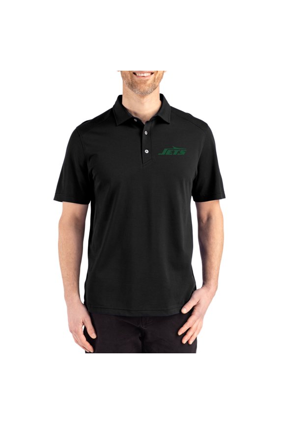 Men's Cutter & Buck Black New York Jets Big & Tall Advantage Refresh Epic Confidence Recycled Tri-Blend Pique Polo