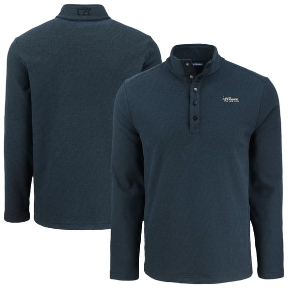 Men's Cutter & Buck Black New York Jets Hunts Point Eco Textured Fleece Recycled Half-Snap Sweatshirt