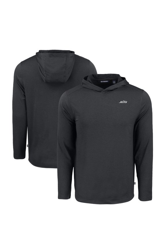 Men's Cutter & Buck Black New York Jets Monochromatic Logo Coastline Epic Comfort Eco Recycled Long Sleeve Hoodie