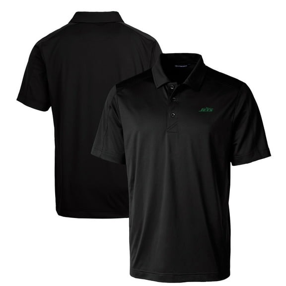 Men's Cutter & Buck Black New York Jets Primary Logo Prospect Eco Textured Stretch Recycled Polo
