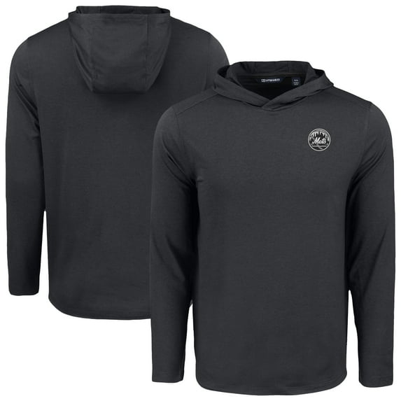Men's Cutter & Buck Black New York Mets Coastline Epic Comfort Eco Recycled Hoodie T-Shirt