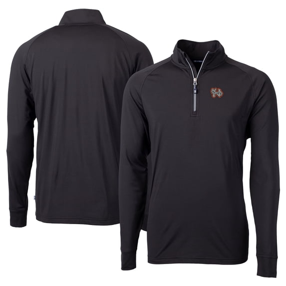 Men's Cutter & Buck Black Norfolk Tides Adapt Eco Knit Stretch Recycled Big & Tall Quarter-Zip Pullover Top