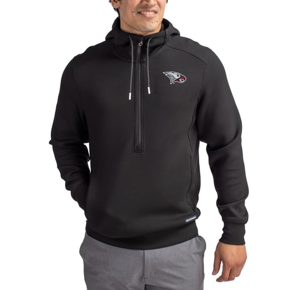 Men's-Cutter & Buck Black North Carolina Central Eagles Roam Eco Recycled Half-Zip Pullover Hoodie