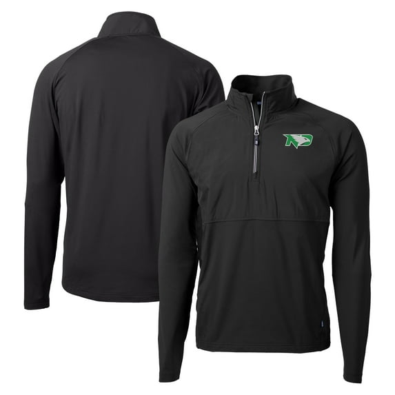 Men's Cutter & Buck Black North Dakota Adapt Eco Knit Hybrid Recycled Quarter-Zip Pullover Top