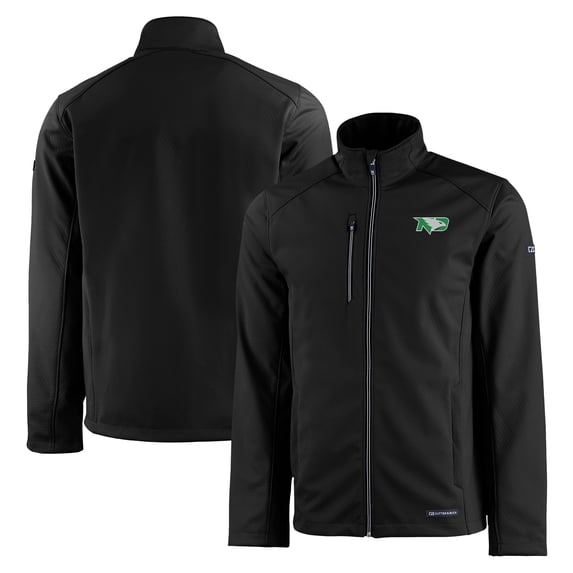 Men's Cutter & Buck Black North Dakota Evoke Eco Softshell Recycled Full-Zip Jacket