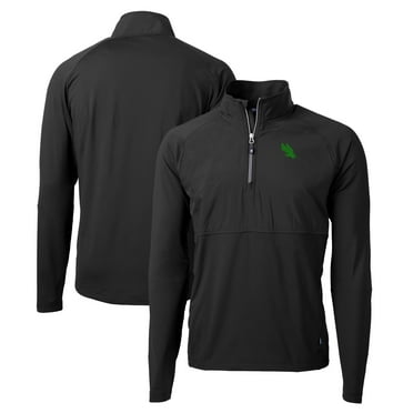 Men's Cutter & Buck Black North Texas Mean Green Adapt Eco Knit Hybrid Recycled Quarter-Zip Jacket