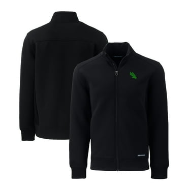Men's Cutter & Buck Black North Texas Mean Green Roam Eco Recycled Full-Zip Jacket