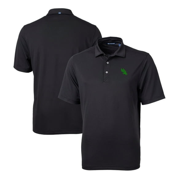 Men's Cutter & Buck Black North Texas Mean Green Virtue Eco Pique Recycled Polo