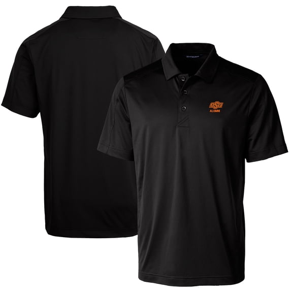 Men's Cutter & Buck Black Oklahoma State Cowboys Alumni Logo Prospect Textured Stretch Polo