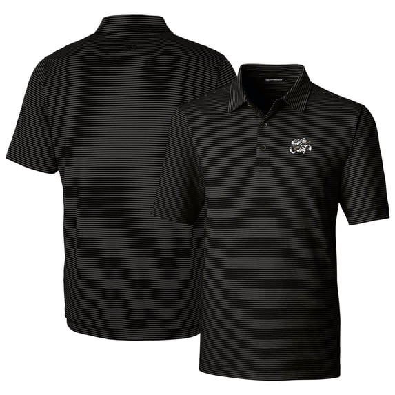 Men's Cutter & Buck Black Omaha Storm Chasers Forge Pencil Stripe Stretch DryTec Polo