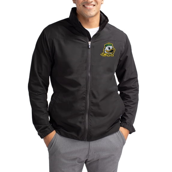 Men's Cutter & Buck Black Oregon Ducks Charter Eco Recycled Full-Zip Jacket