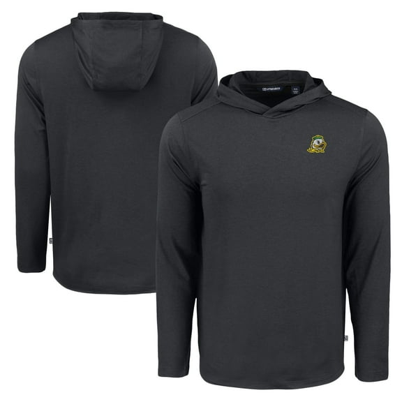 Men's Cutter & Buck Black Oregon Ducks Coastline Epic Comfort Eco Recycled Long Sleeve Hoodie T-Shirt