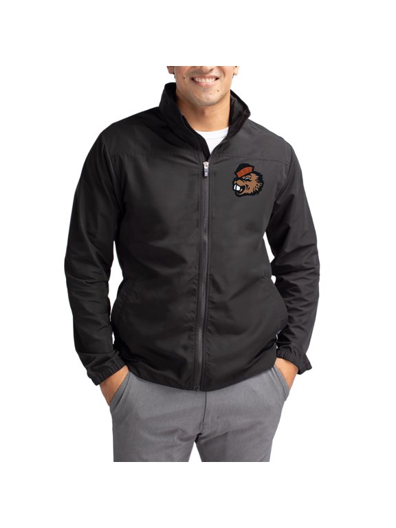 Men's Cutter & Buck Black Oregon State Beavers Charter Eco Recycled Full-Zip Jacket