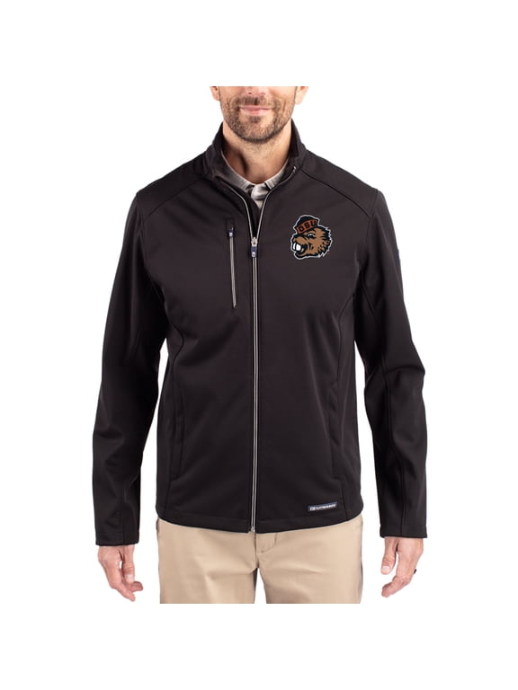 Men's Cutter & Buck Black Oregon State Beavers Evoke Eco Softshell Recycled Full-Zip Jacket