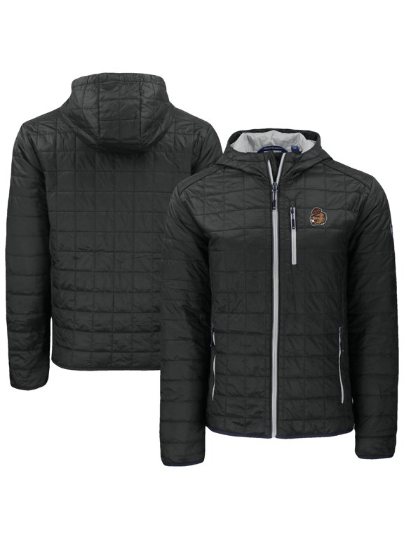 Men's-Cutter & Buck Black Oregon State Beavers Rainier Eco PrimaLoft Hooded Full-Zip Jacket