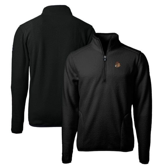 Men's Cutter & Buck Black Oregon State Beavers Vault Cascade Eco Sherpa Fleece Big & Tall Quarter-Zip Top