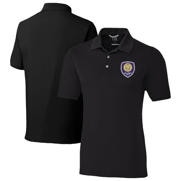 Men's-Cutter & Buck Black Orlando City SC Big & Tall Advantage Eco Tri-Blend Pique Polo