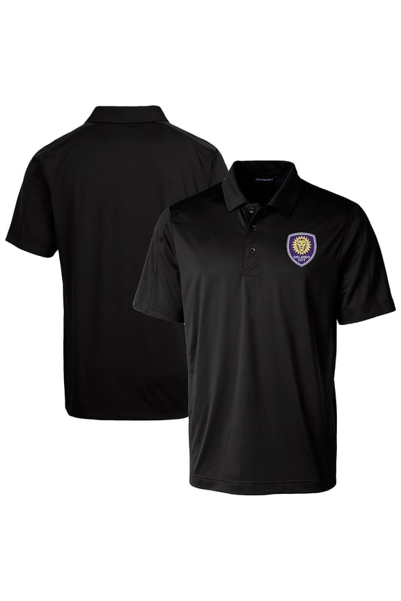 Men's-Cutter & Buck Black Orlando City SC Big & Tall Prospect Eco Textured Stretch Recycled Polo