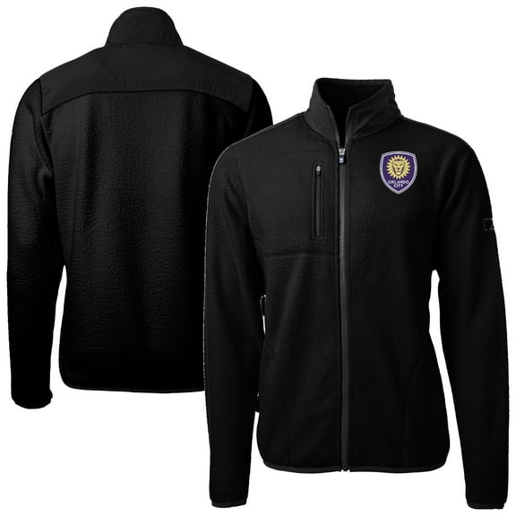 Men's-Cutter & Buck  Black Orlando City SC Cascade Eco Fleece Full-Zip Jacket