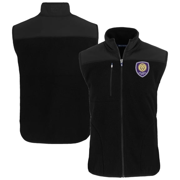 Men's-Cutter & Buck  Black Orlando City SC Cascade Eco Fleece Vest